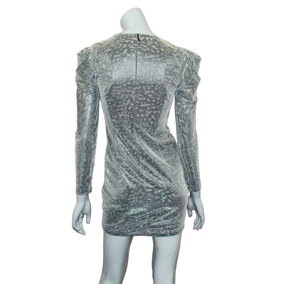 New Jonathan Simkhai Metallic Leopard Mini Dress Silver Size 2 $417 - Picture 6 of 11